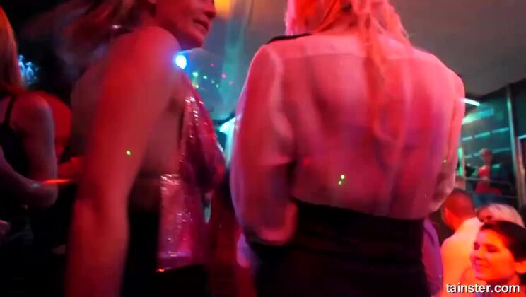 Lesbian CFNM: Public Party with Stockings and Lust