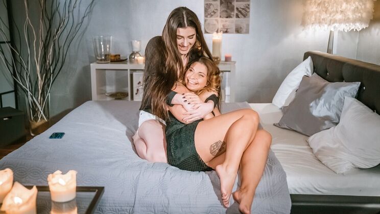 [Lesbea] - Natural Tits and Trimming Lesbians in Love - Amy Red - Marry Morrgan