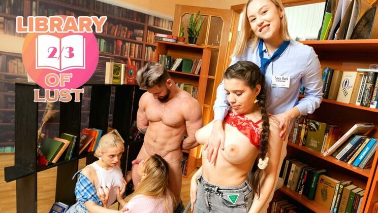 [ClubSweethearts] - Library of Lust 2 - Sara Bork & Novella Night Kissing & Fucking in Group Sex - Sara Bork - Novella Night - Apollon Slea - Nice Viki - Molly Cute