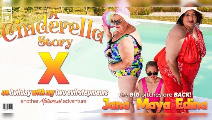Big tits stepmoms Jana & Edina share skinny teen Maya on holiday