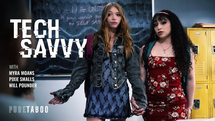 [PureTaboo] - Skinny Brunette Teen in Tech Savvy Threesome Fuck - Will Pounder - Myra Moans - Pixie Smalls